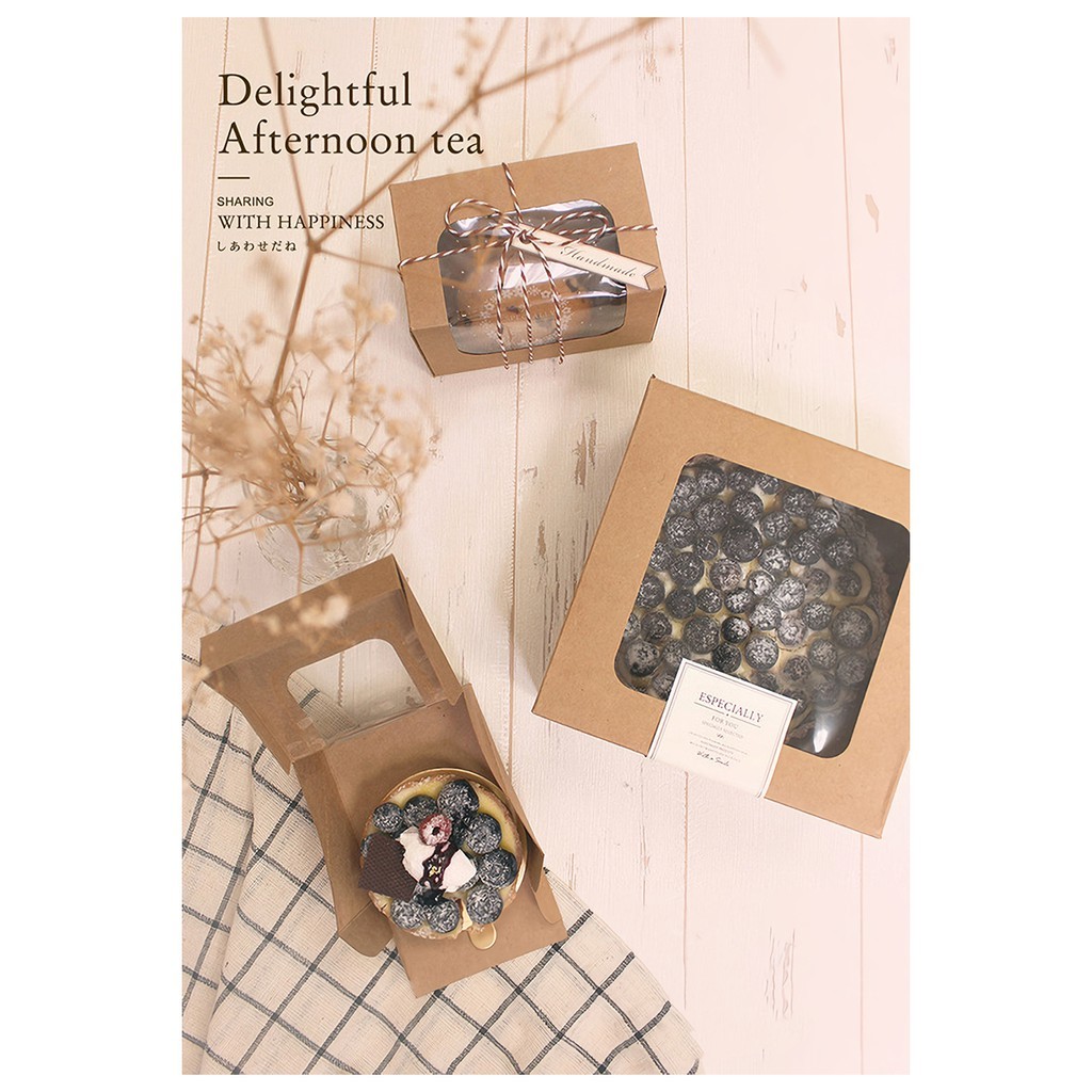 西點餐盒L型(中)-牛皮無印 10入/包 【3-2911003-1】