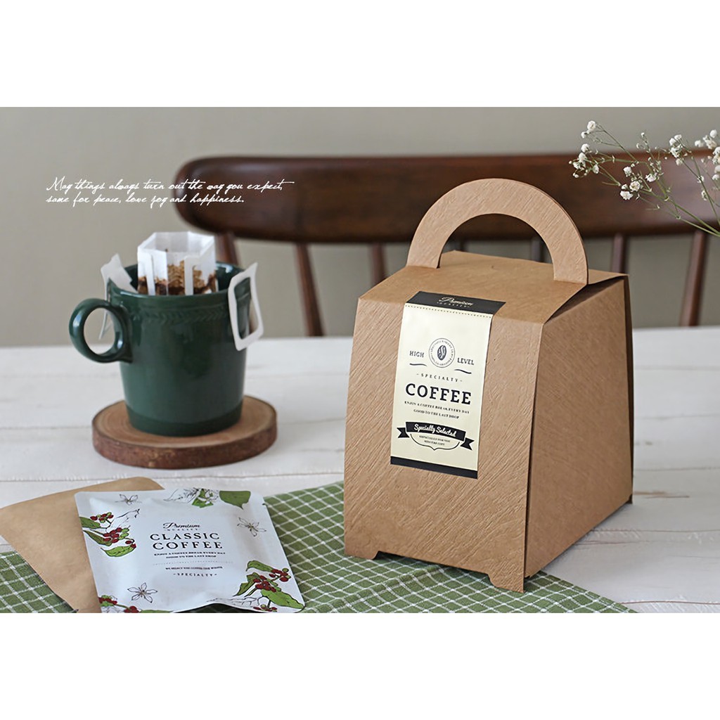 咖啡禮盒/梯型提盒-牛皮無印(壓木紋) 10入/包【3-2924001】