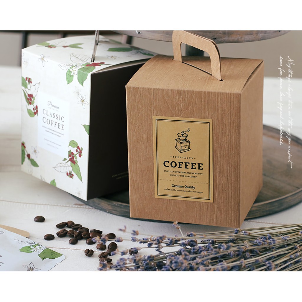 咖啡方型提盒-牛皮無印(壓木紋) 10入/包 10.5*13*10.5cm【3-2923003】