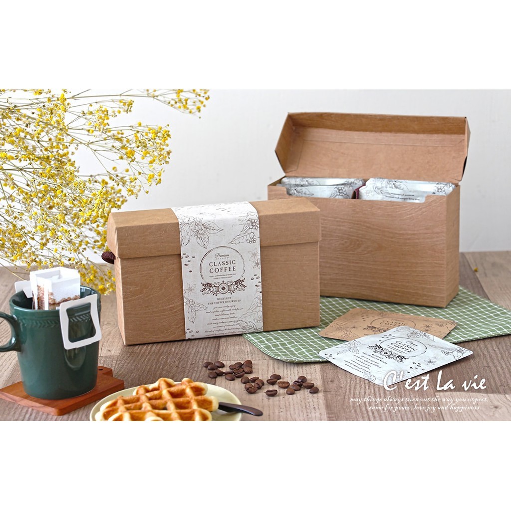 掀蓋提盒/咖啡禮盒-牛皮無印(壓木紋) 10入/包  【3-2926001】