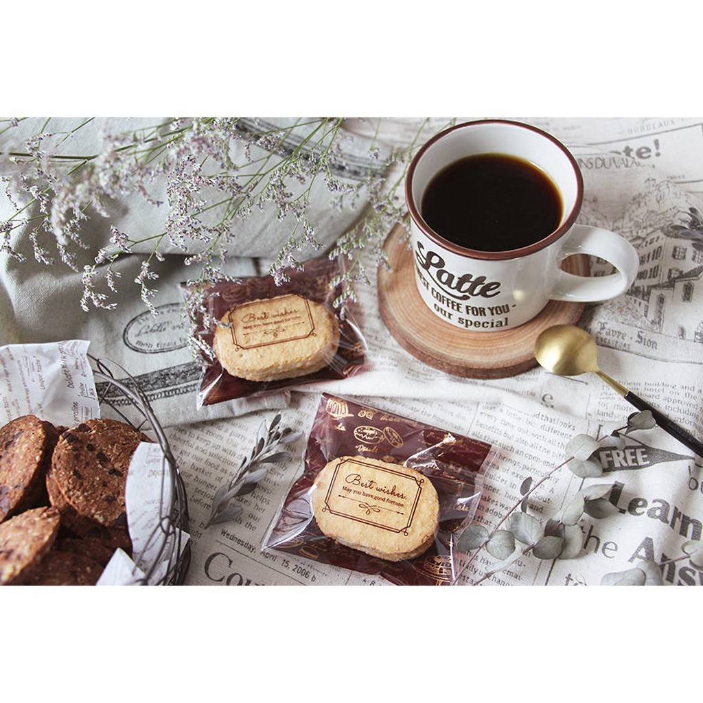 餅乾自黏袋-幸福菓子店 100入/包 9*9cm【4-180909-14】