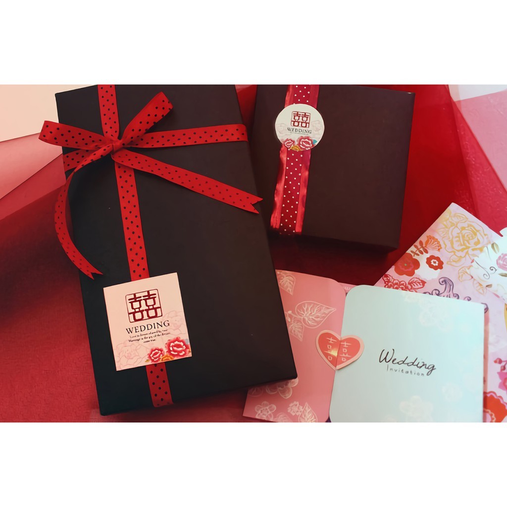 禮品貼紙(圓)-WEDDING 囍字貼紙 48枚/2包入 3.5*3.5cm【01-09117-1】