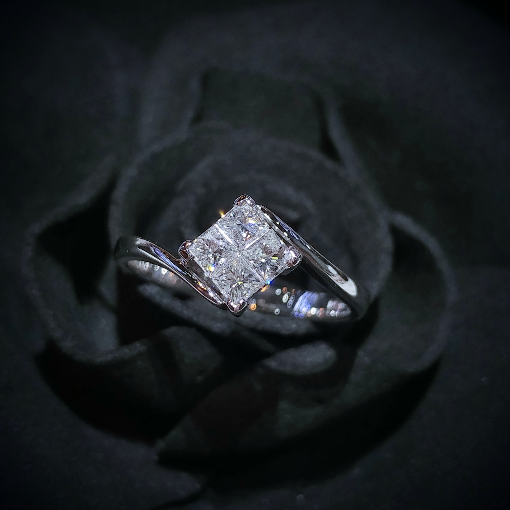 18K White Gold 0.50ct Princess Cut Diamond Ring