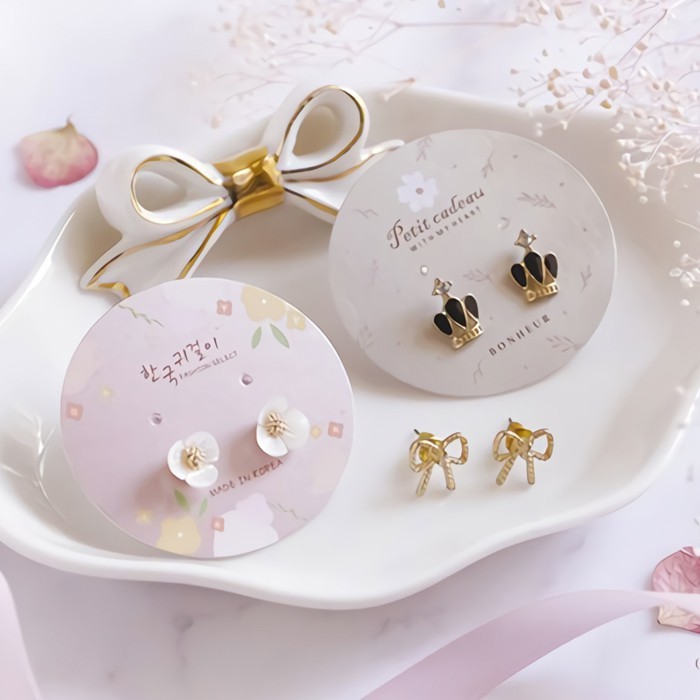 圓形 耳環卡-春日小花 50入/包 5*4.7cm【6-860304】