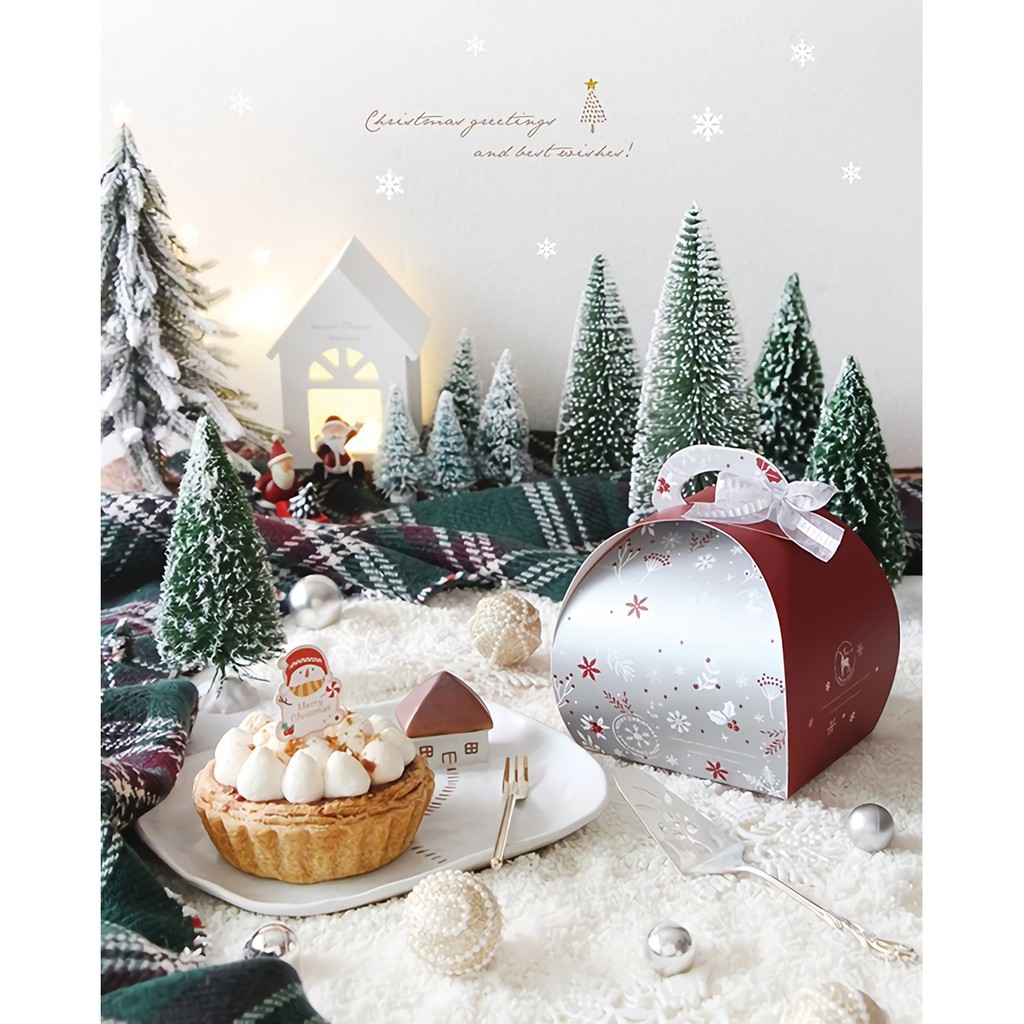 手提蛋糕盒 ()-銀色雪花 10入/包 12*11*14cm【3-2931004】