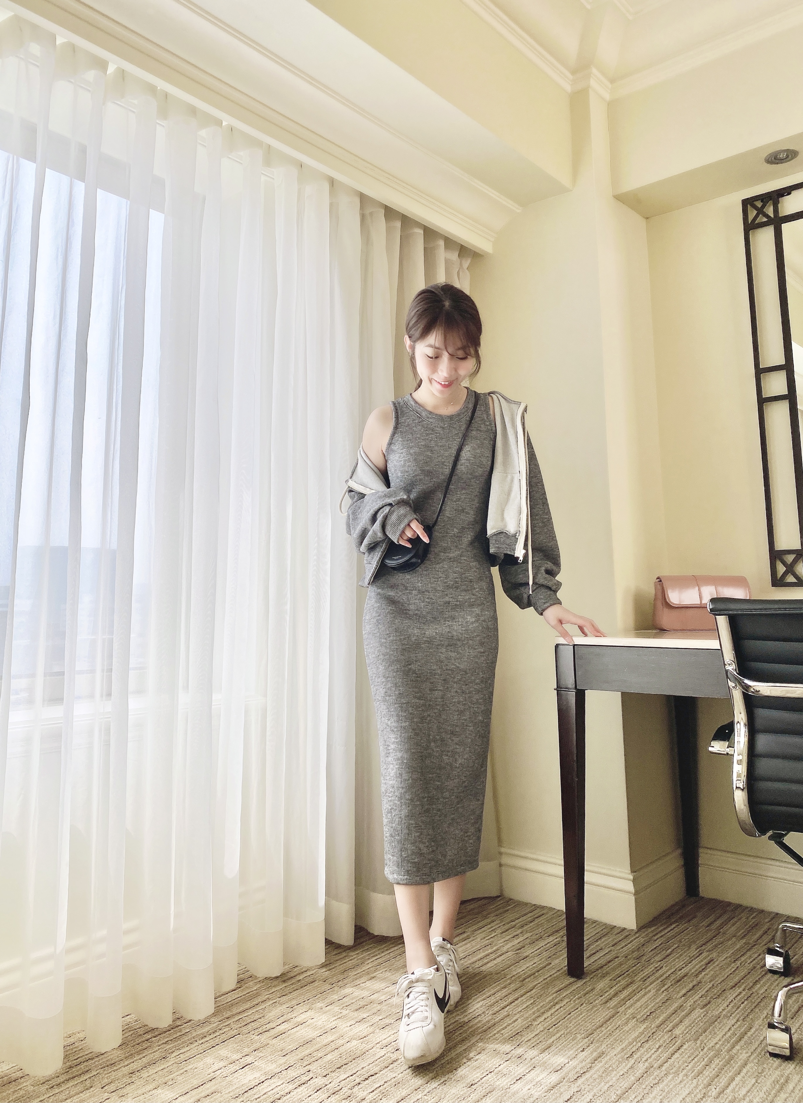 請包色高CP質感好身材顯瘦背心洋裝外套SET