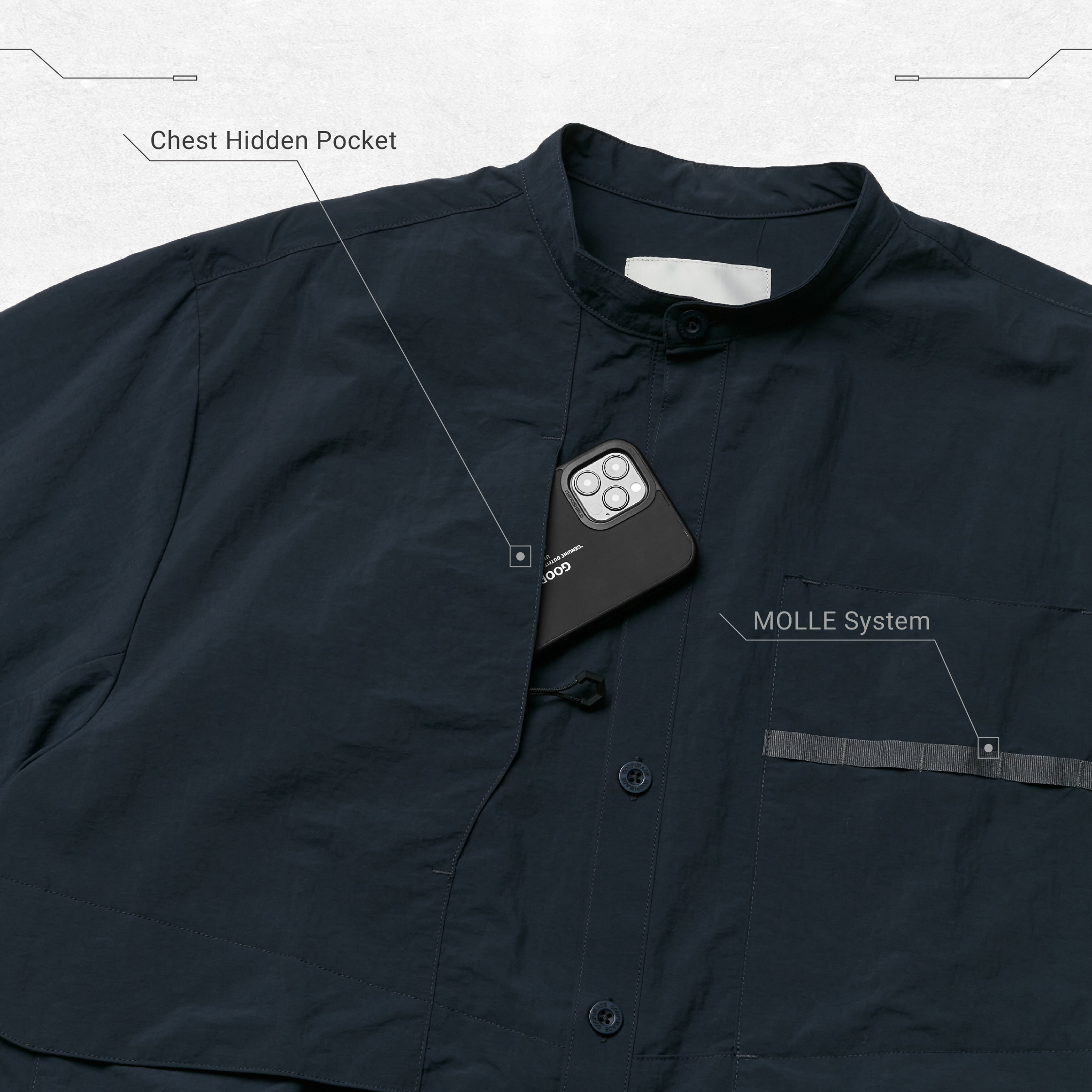 TS-03” 2-way Functional Shirt - Navy