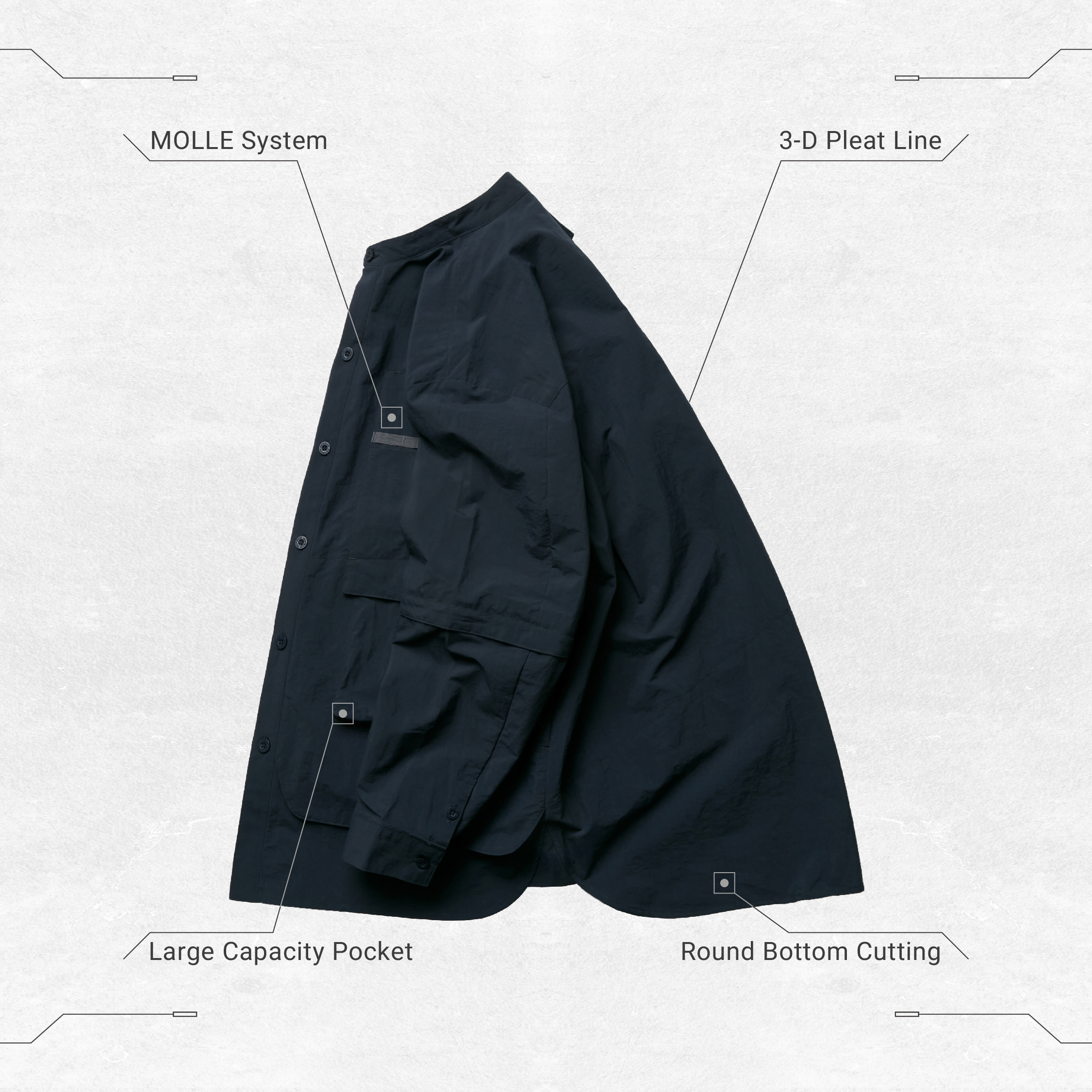 TS-03” 2-way Functional Shirt - Navy