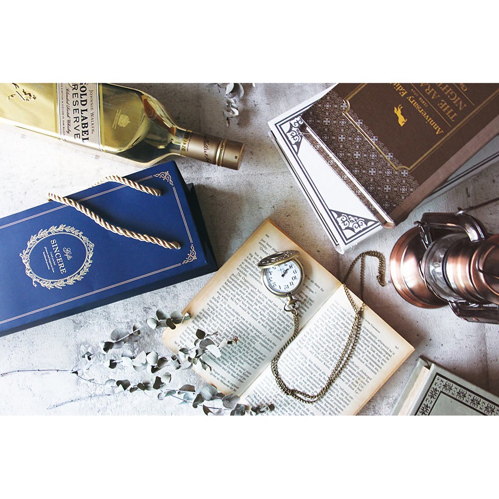 手提紙袋/單瓶酒袋 大4K(長)-凡爾賽(藍) 10入 10.4*40*10cm【3-2321402】