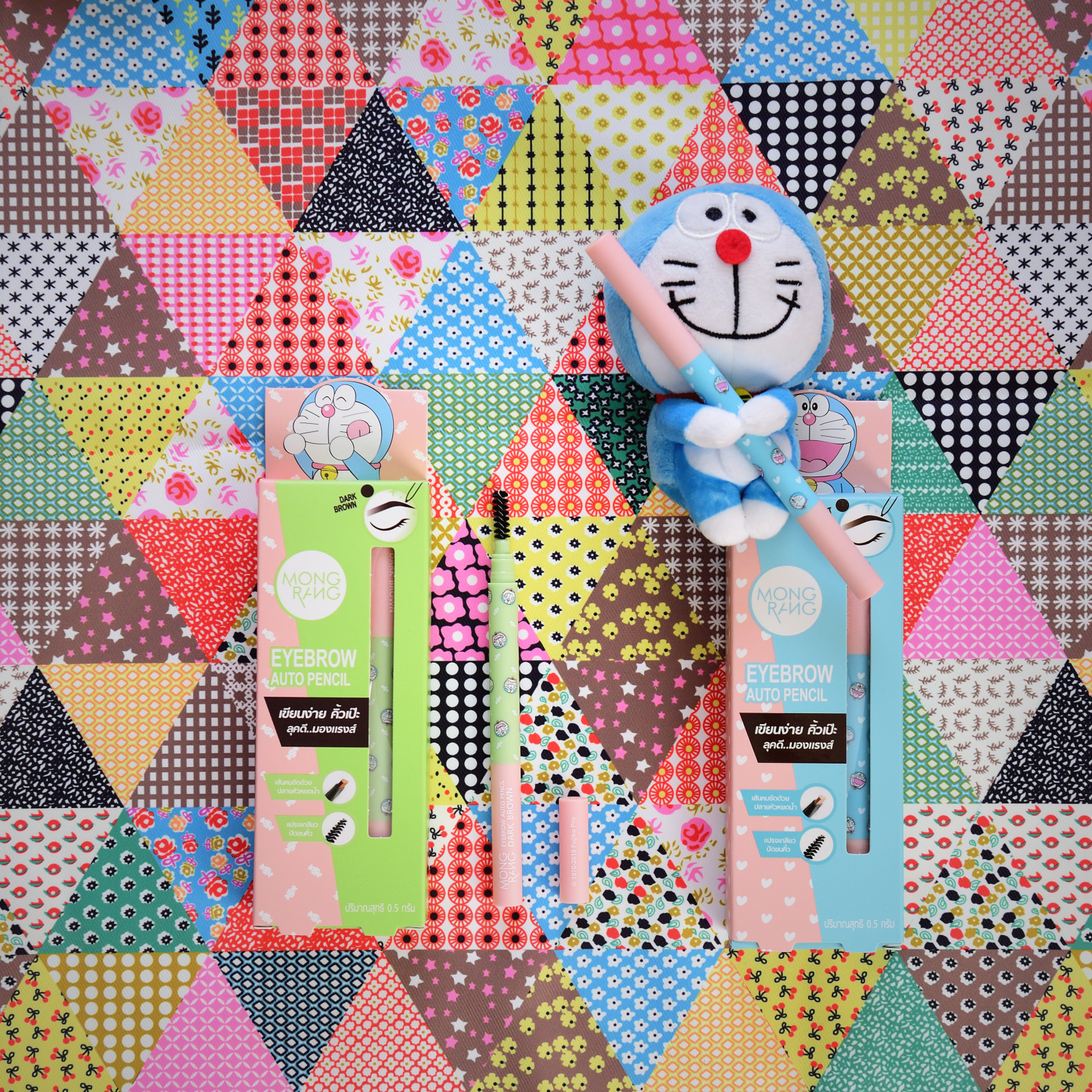 【泰國直送】MongRang 美妝品牌 | 《叮噹》聯名雙頭眉筆 3合1唇蜜| 2個色號 (逢星期日截單後7-14個工作天發貨)
