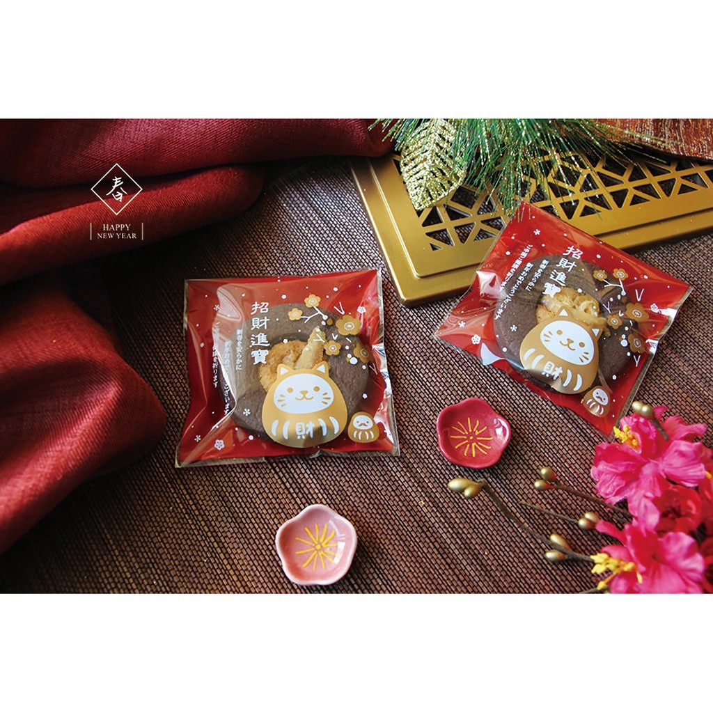 OPP自黏餅乾袋-貓咪不倒翁 100入 9*9cm【4-180909-18】
