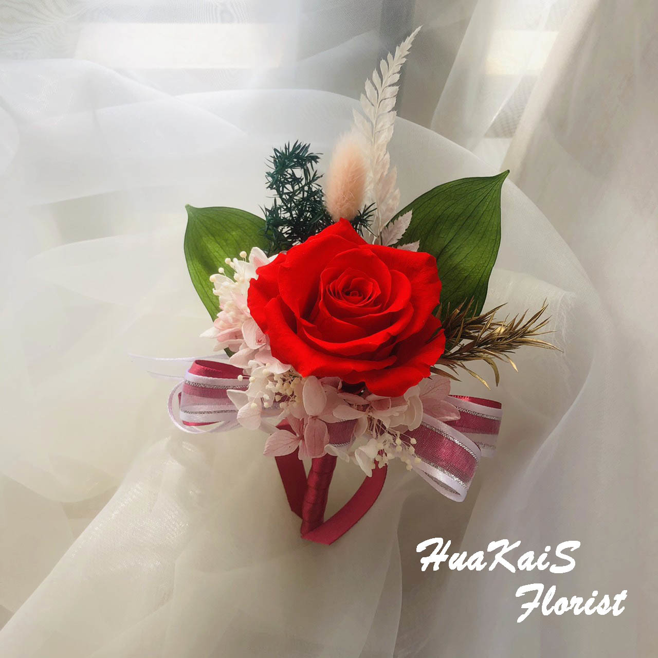 永生花|胸花|鮮紅色系|婚禮周邊|新郎胸花|伴郎胸花|招待胸花