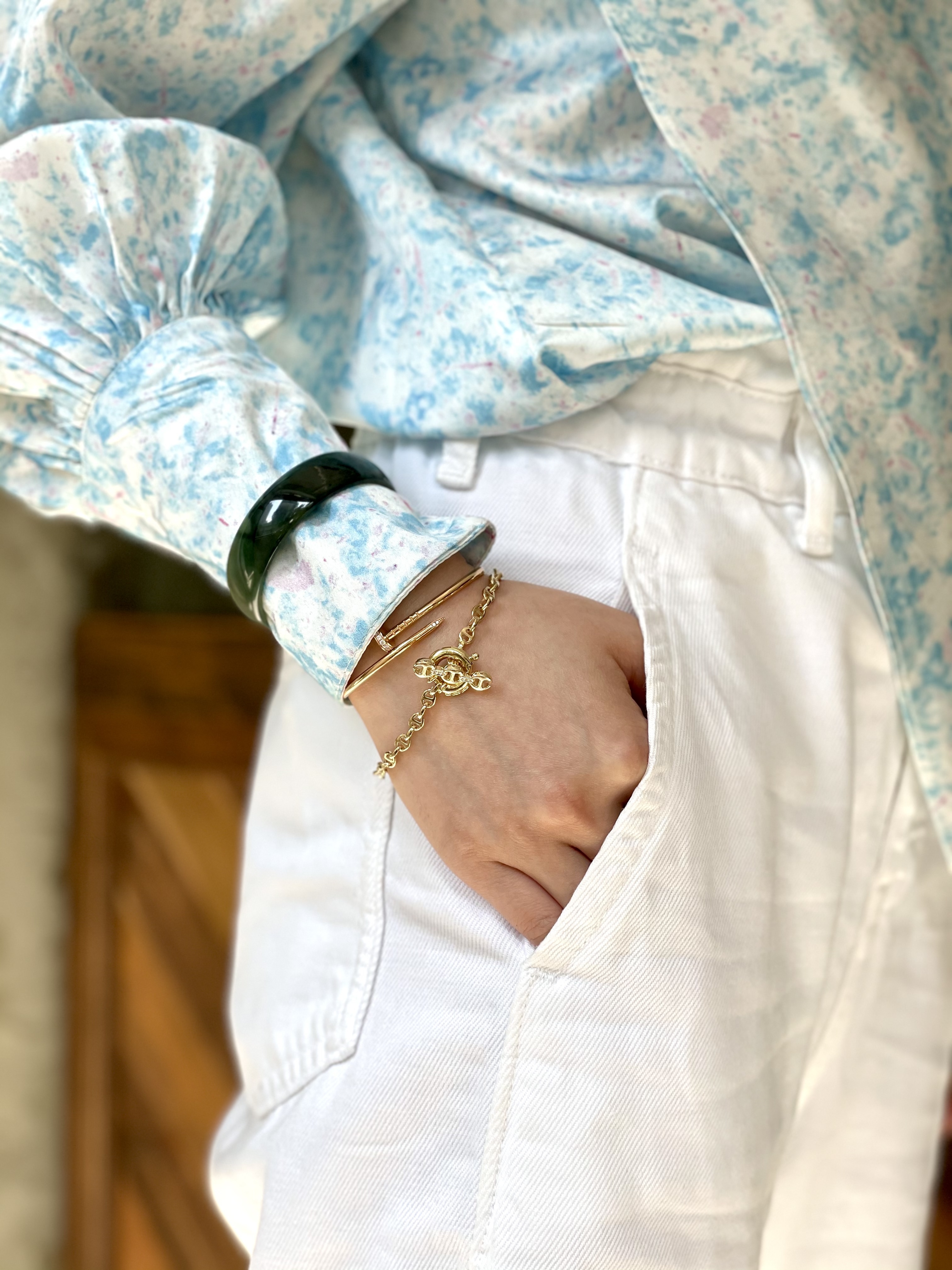 3MM open link bracelet K18