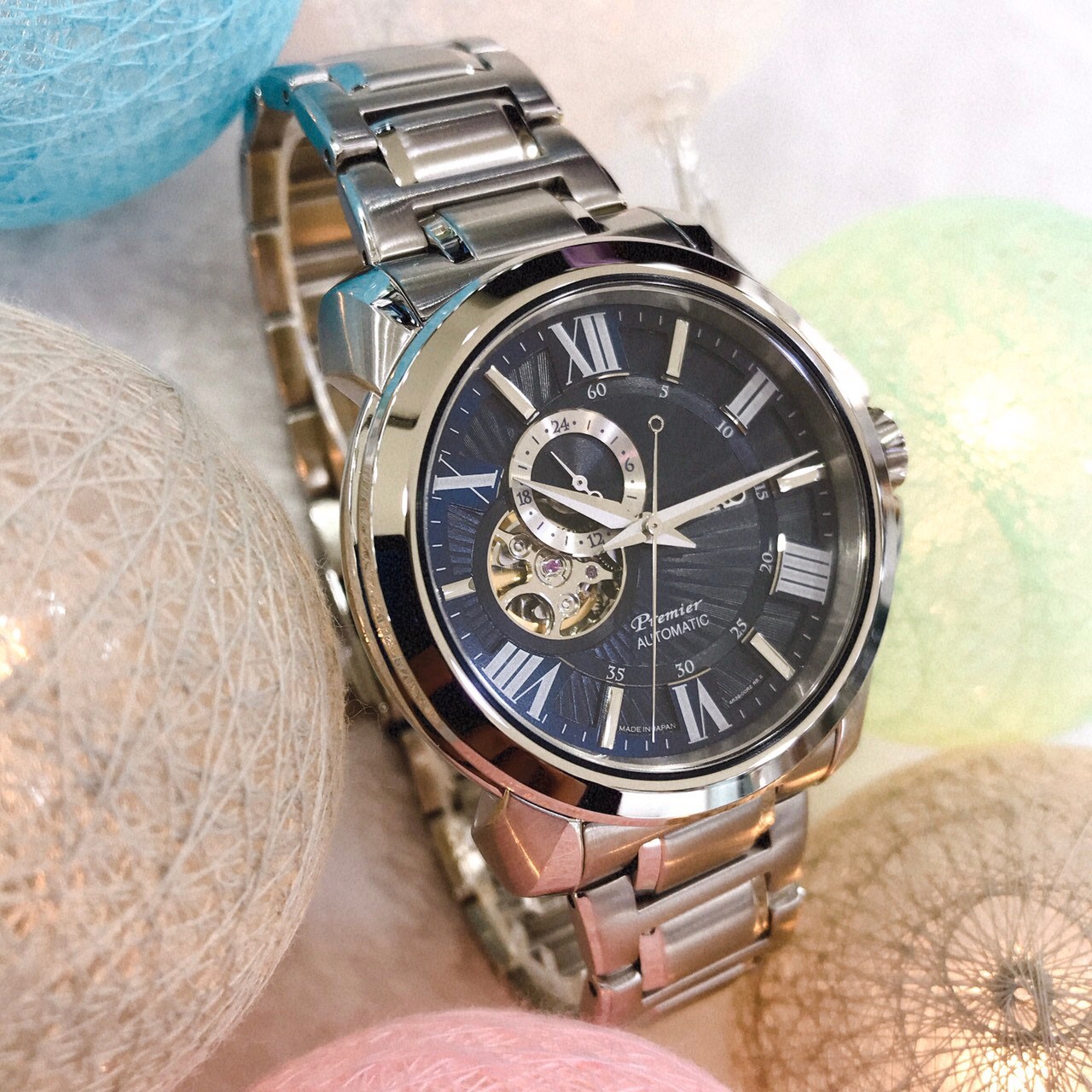 【SEIKO 精工】Premier 開芯羅馬鏤空機械時尚腕錶   4R39-00S0B  43mm 現代鐘錶