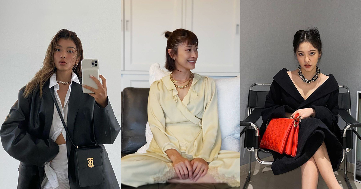 金屬鍊條型項鍊搭配素色上衣，散發出隨性街頭風，立刻搶眼又時髦！