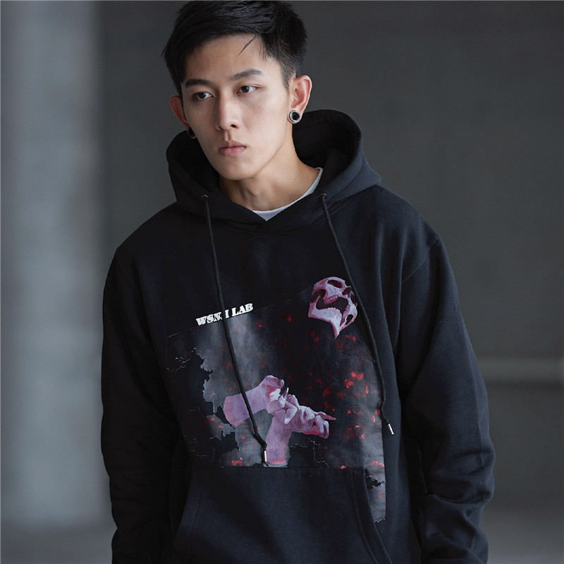 連帽虛化印花韓版衛衣