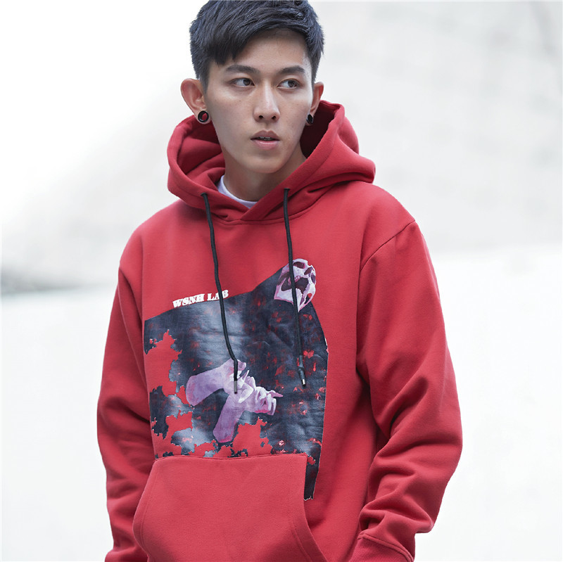 連帽虛化印花韓版衛衣