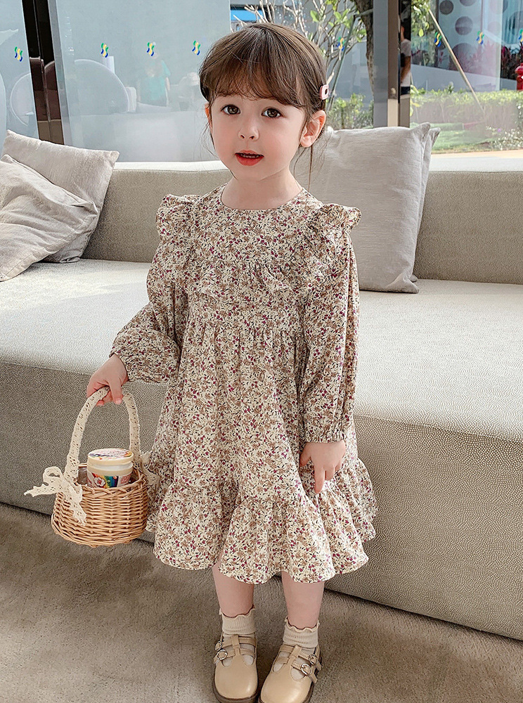 荷葉領碎花雪紡洋裝