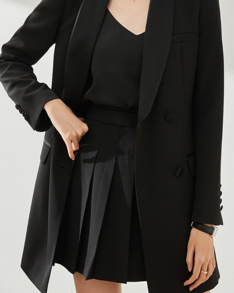 純色百褶剪裁短裙 兩色