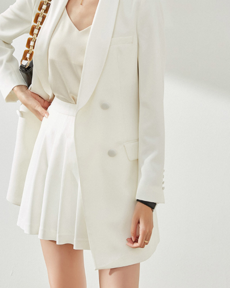 純色百褶剪裁短裙 兩色