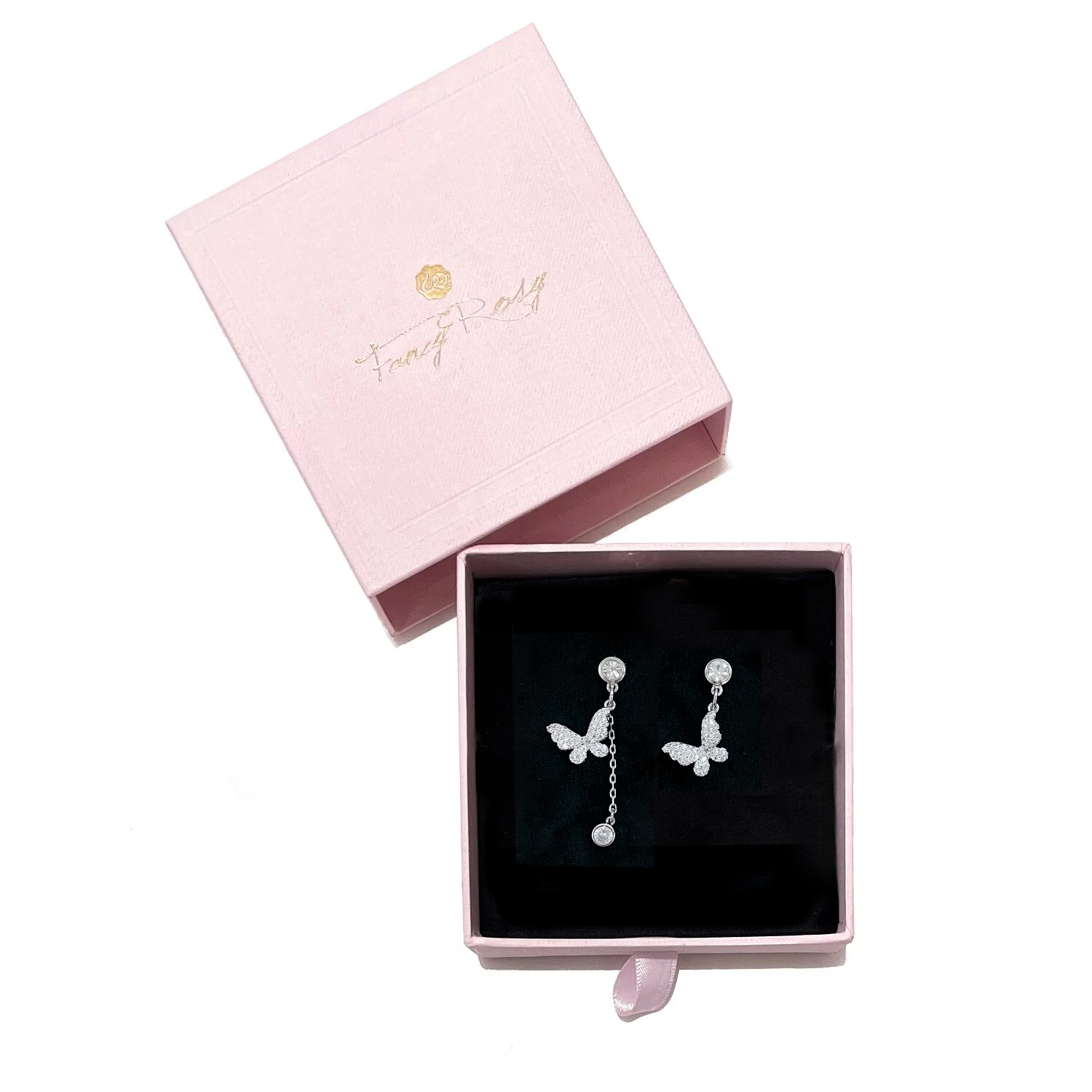925 Sterling Silver Crystal Bow Earrings (Silver)