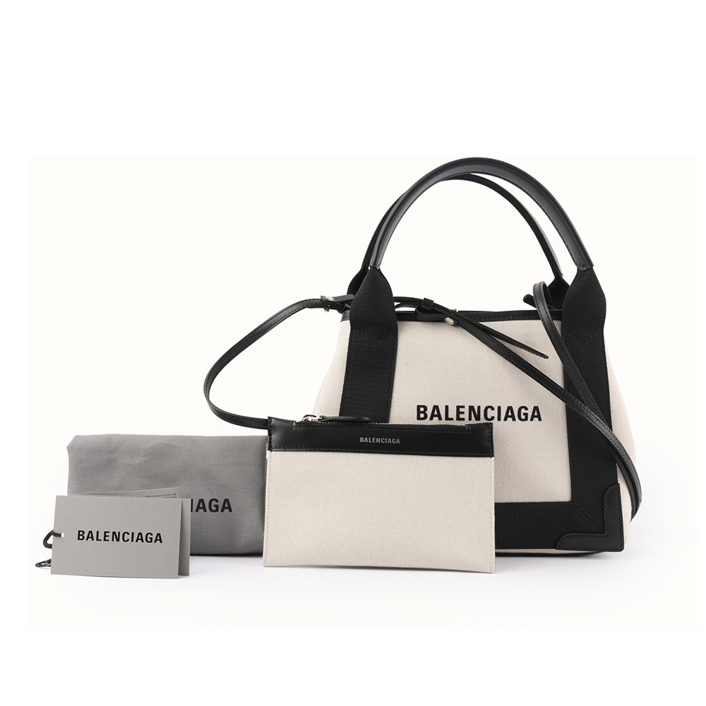 【BALENCIAGA】Navy Cabas XS 牛皮二用/子母包