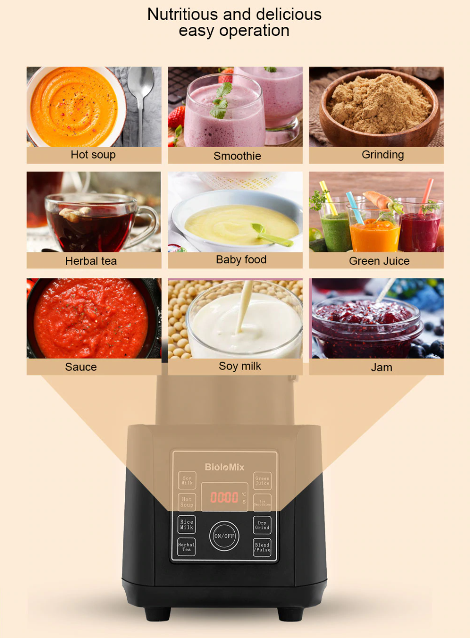 美國品牌 BioloMix 大功率多功能加熱破壁機(碎冰機+榨汁機+攪拌機+營養研磨機+豆漿機+熱湯機)