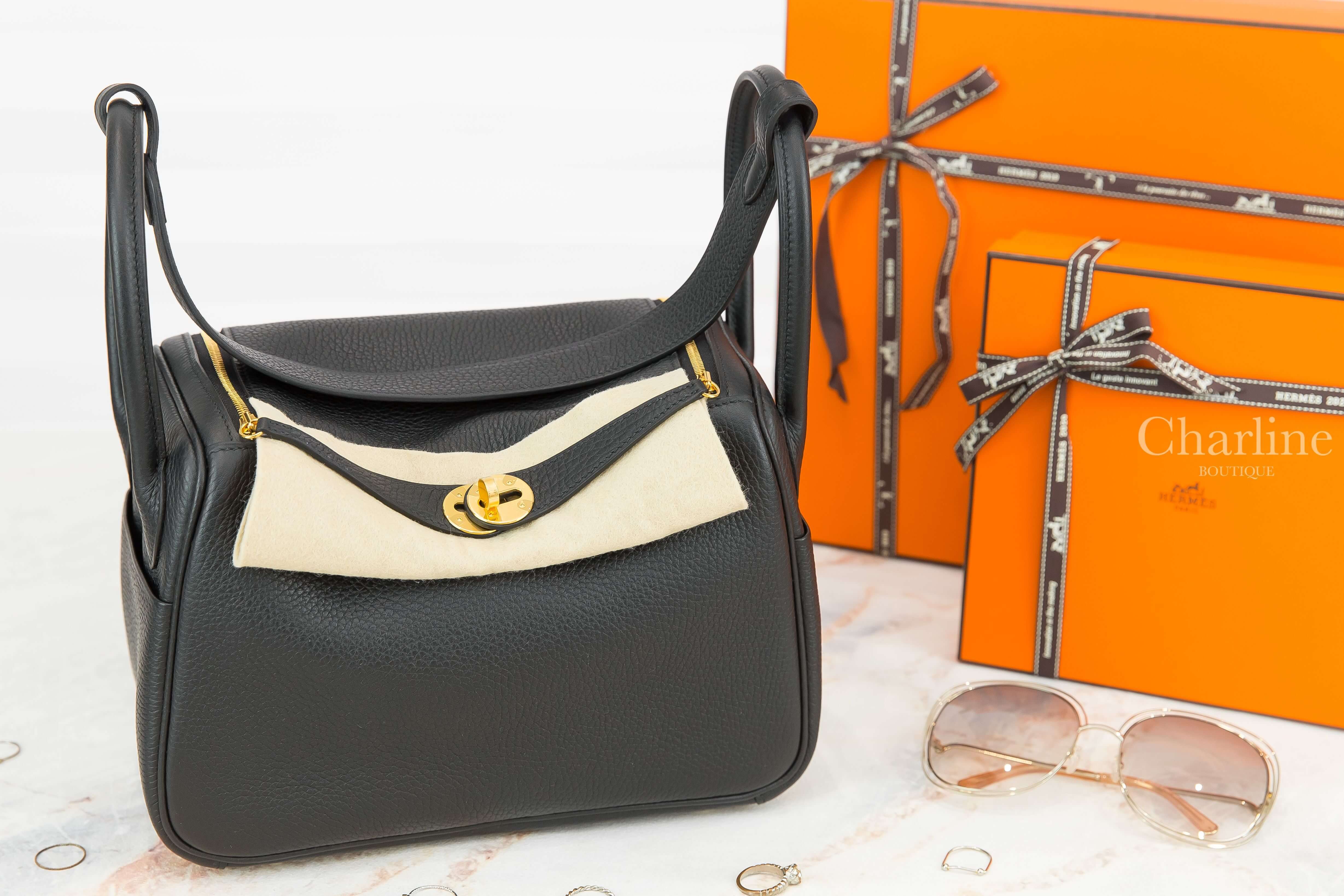 Hermes Lindy 26cm 89 Noir Taurillon Clemence Y刻黑色金釦-Charline Boutique 精品代購