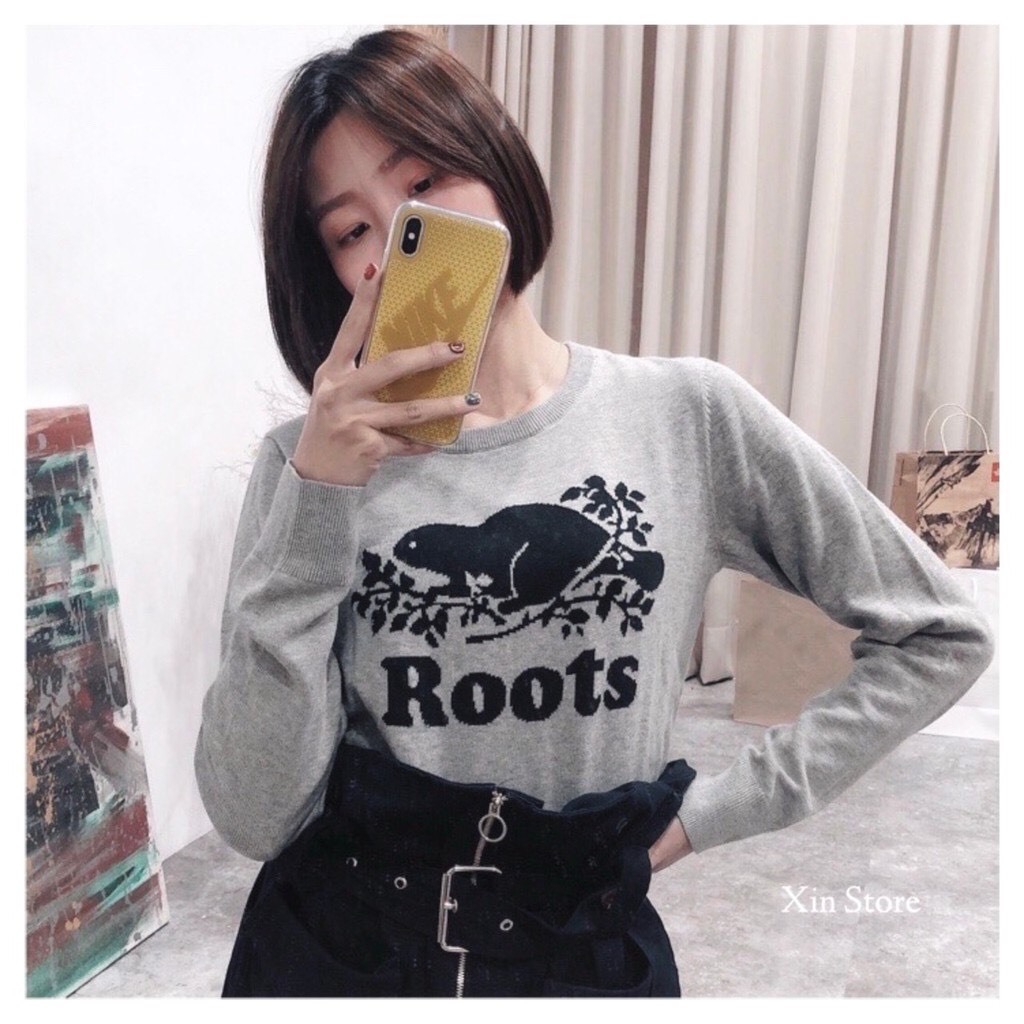 【現貨】Roots Cooper Beaver Sweater 純棉 厚針織 長袖毛衣 黑 灰