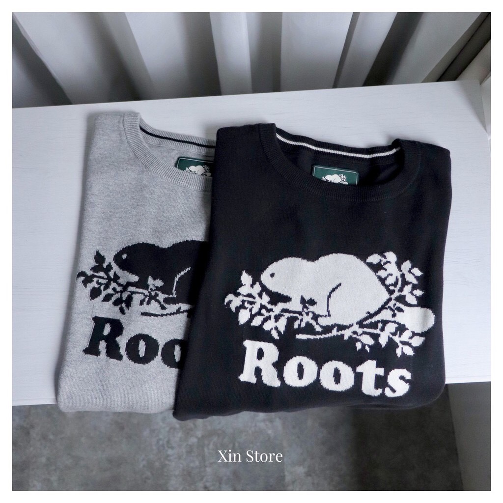【現貨】Roots Cooper Beaver Sweater 純棉 厚針織 長袖毛衣 黑 灰