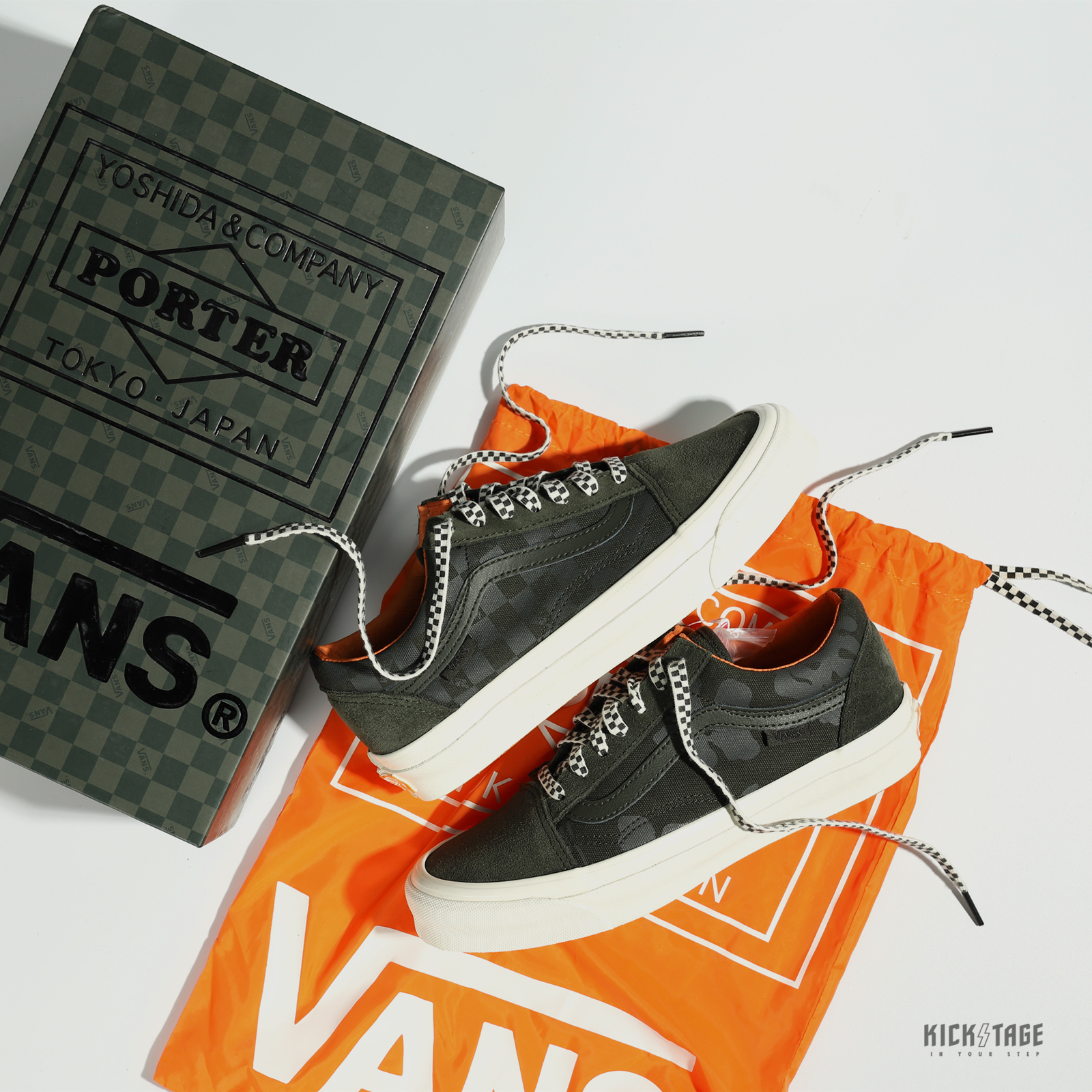 男女鞋Vans Old Skool LX x Porter 軍綠魔鬼氈聯名款休閒鞋【VN0A4P3XW