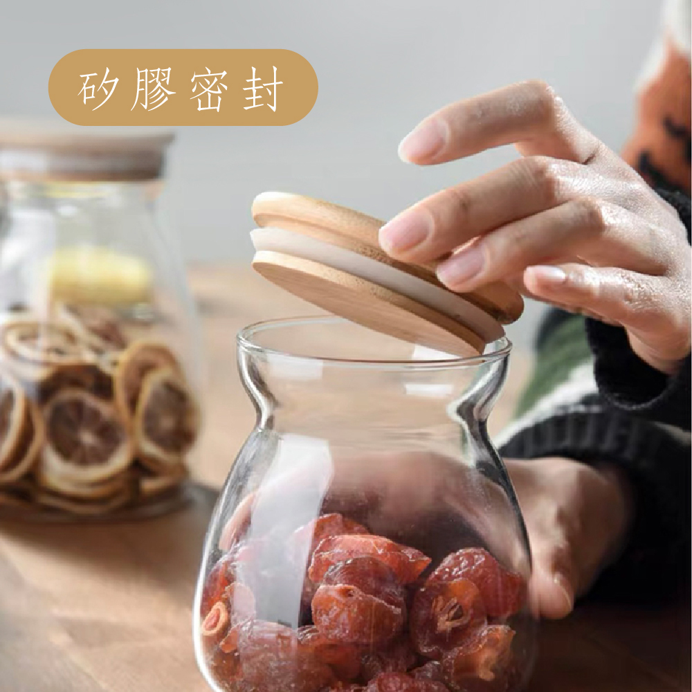 鄉村北歐玻璃竹蓋胖胖瓶密封罐ABC