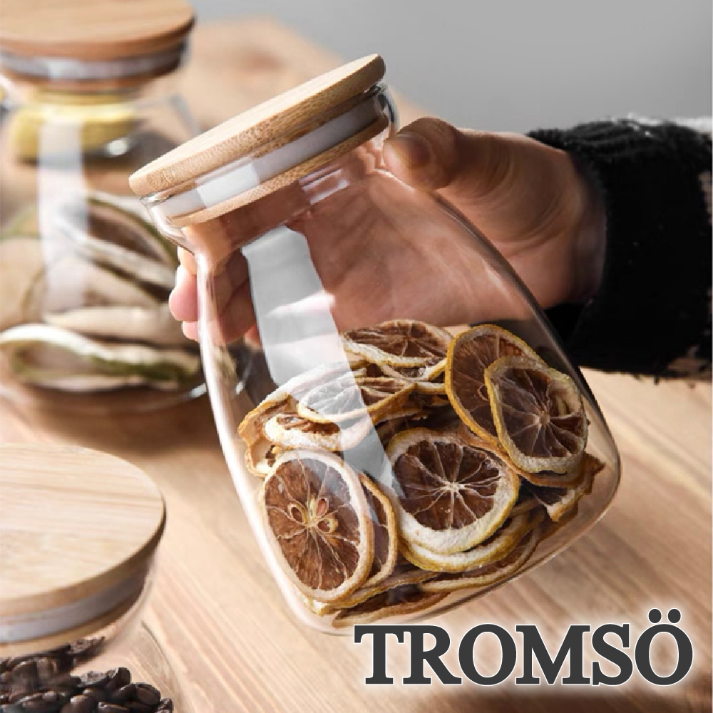 鄉村北歐玻璃竹蓋胖胖瓶密封罐ABC