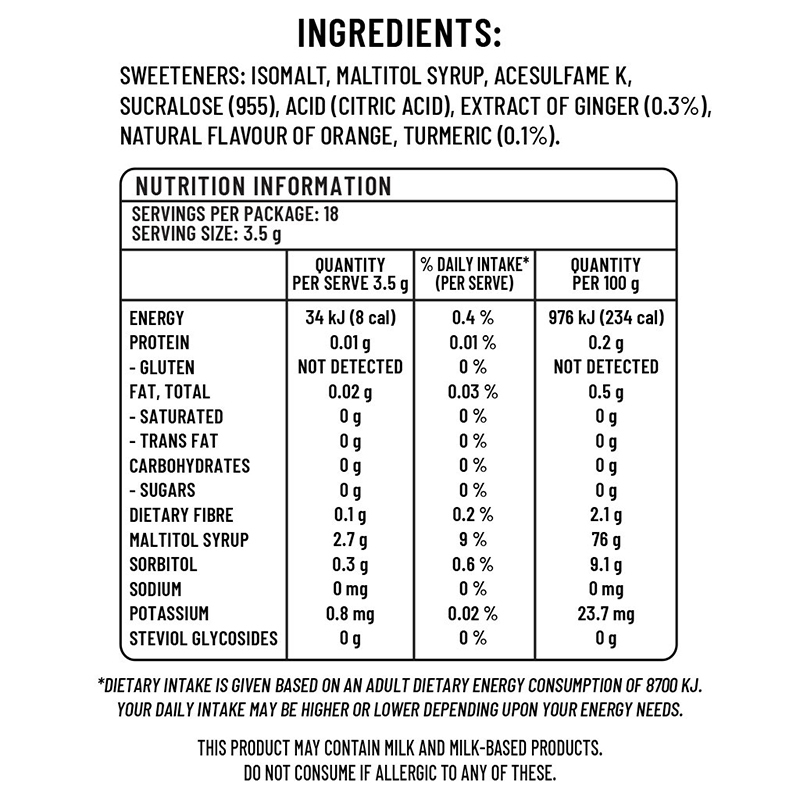 [Sugarless Confectionery] Ginger Candies with Orange Flavour & Real Turmeric 低糖橙味薑黃薑糖 60g