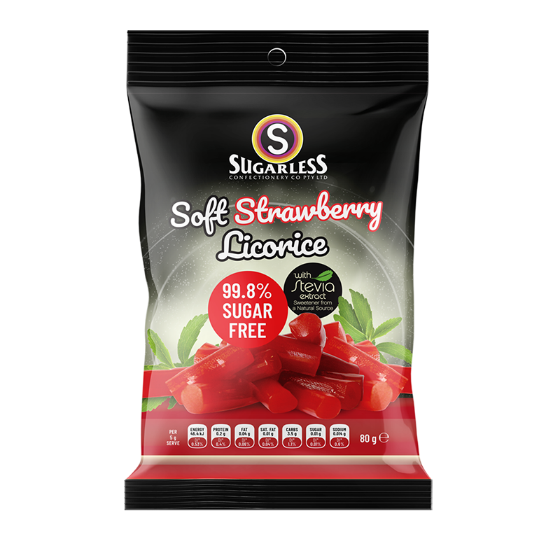 [Sugarless Confectionery]  Soft Strawberry Licorice 低糖草莓甘草軟糖  80g