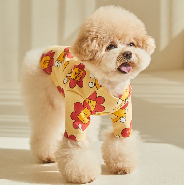 獅子太陽花印花T-Shirt (奶油黃)