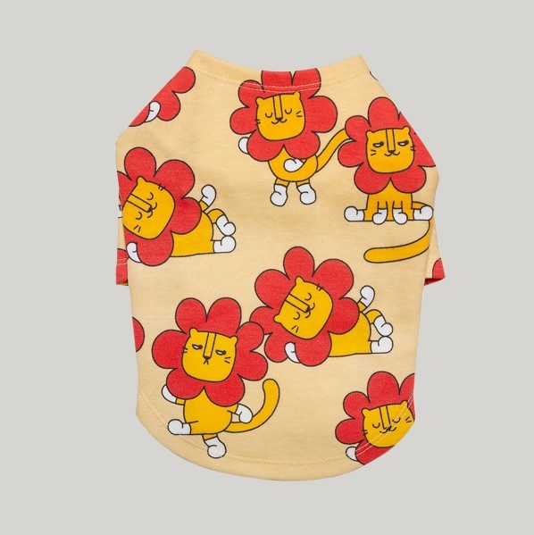 獅子太陽花印花T-Shirt (奶油黃)