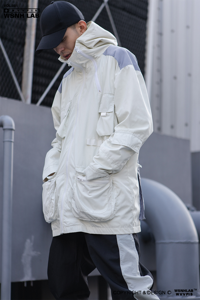 多口袋拼接工裝宇航員衝鋒衣