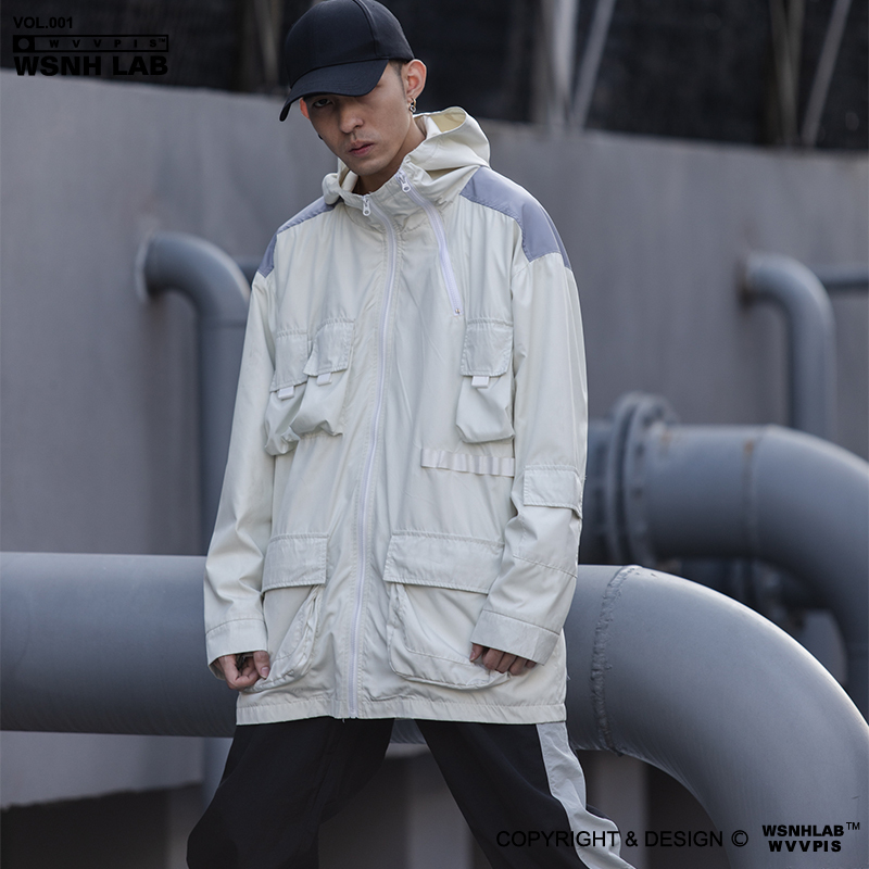 多口袋拼接工裝宇航員衝鋒衣