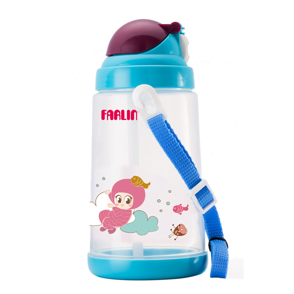 【FARLIN】兒童背帶吸管水壺(650ml)(藍)