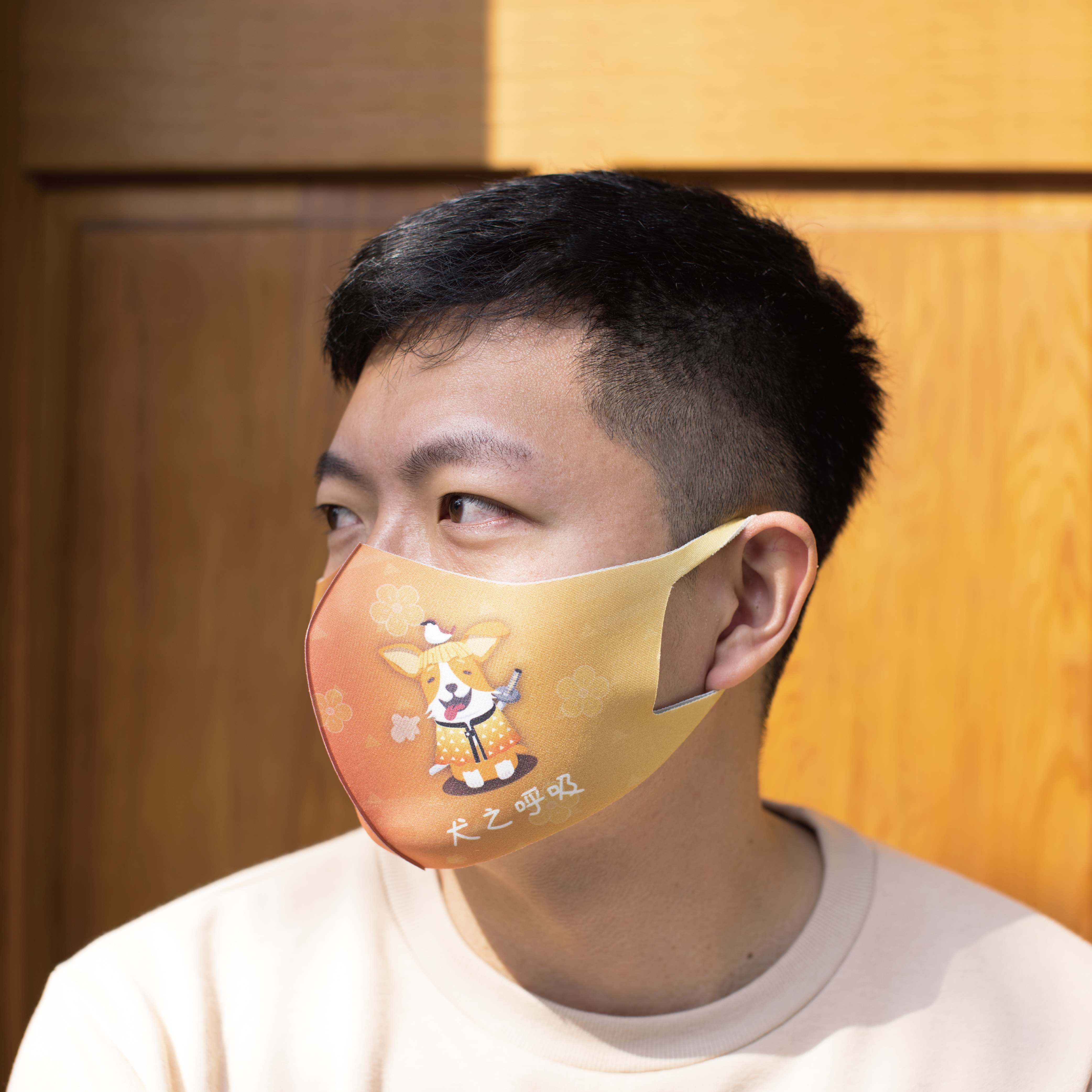 期間限定｜犬系列─蜜糖橘｜舒適美-3D立體透氣抗菌口罩2入組