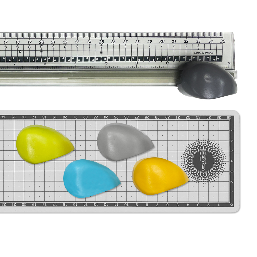 【5款花邊裁切器】 水滴型裁紙裁切組 (直線+虛線+波浪+鋸齒+摺線)+切割墊 可替換花邊刀頭