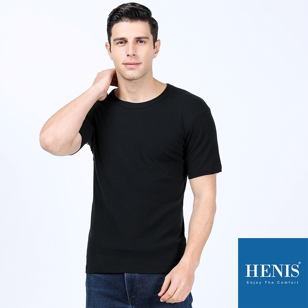 【HENIS】100%純棉針織 透氣圓領短袖