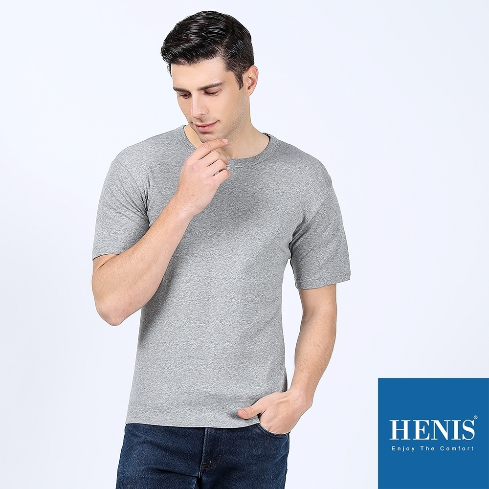 【HENIS】100%純棉針織 透氣圓領短袖