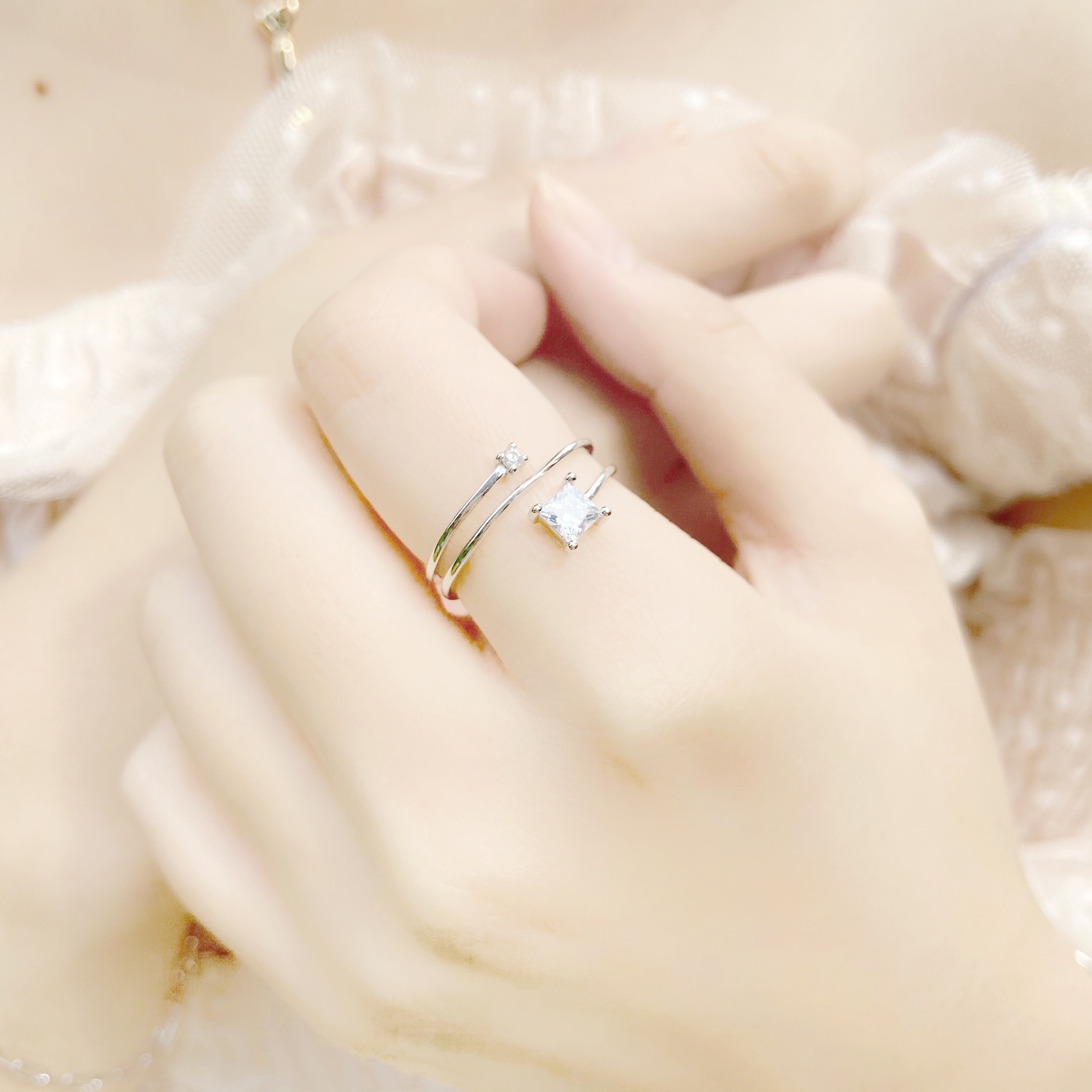 | 925純銀・ 白金 | 方糖三重戒指  | RI0208 |