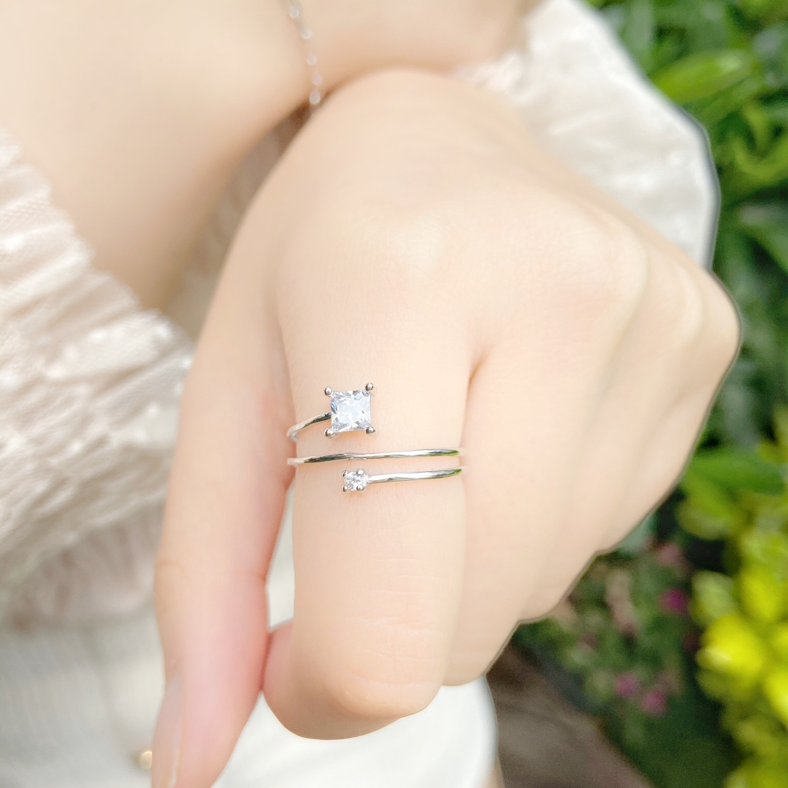 | 925純銀・ 白金 | 方糖三重戒指  | RI0208 |