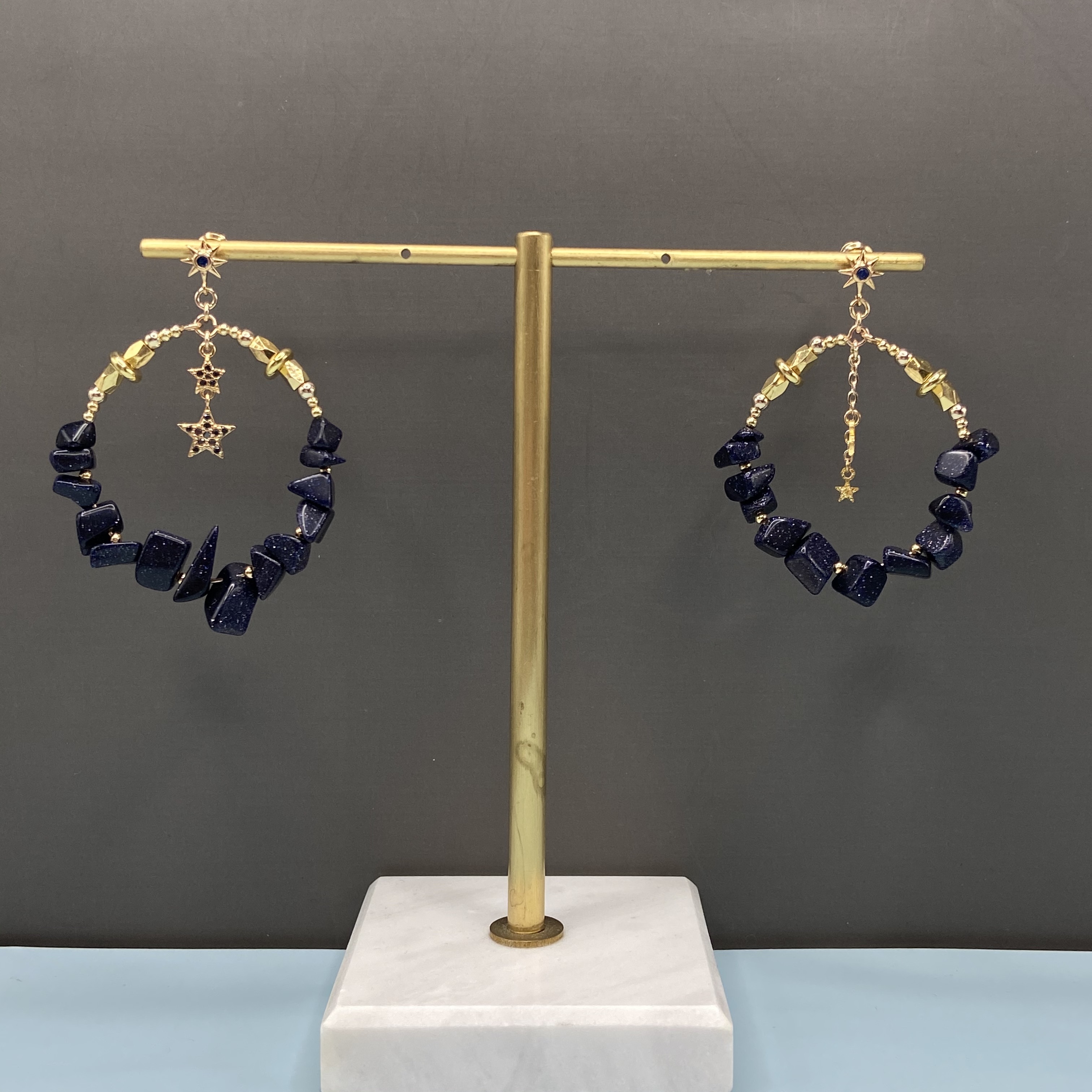 COLE COOL 藍砂石星星圈圈耳環耳釘