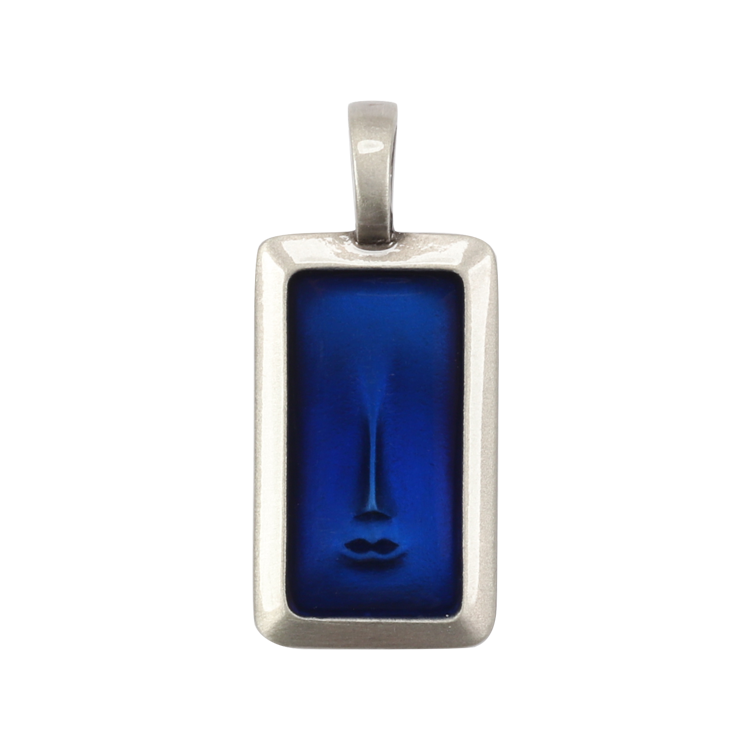 Bico吊墜，女士吊墜 臉孔方牌；若隱若現的神祕面容 不含鍊子（1674深藍）