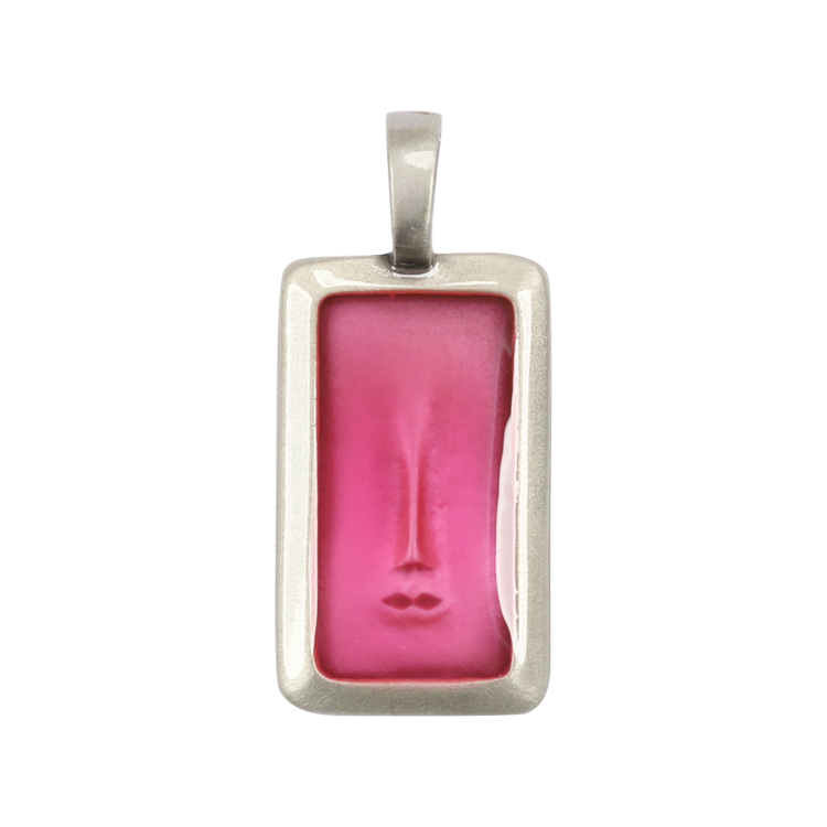 Bico吊墜，女士吊墜 臉孔方牌；若隱若現的神祕面容 不含鍊子（1674粉紅）