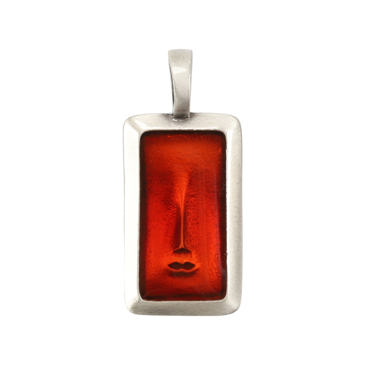 Bico吊墜，女士吊墜 臉孔方牌；若隱若現的神祕面容 不含鍊子（1674紅色）